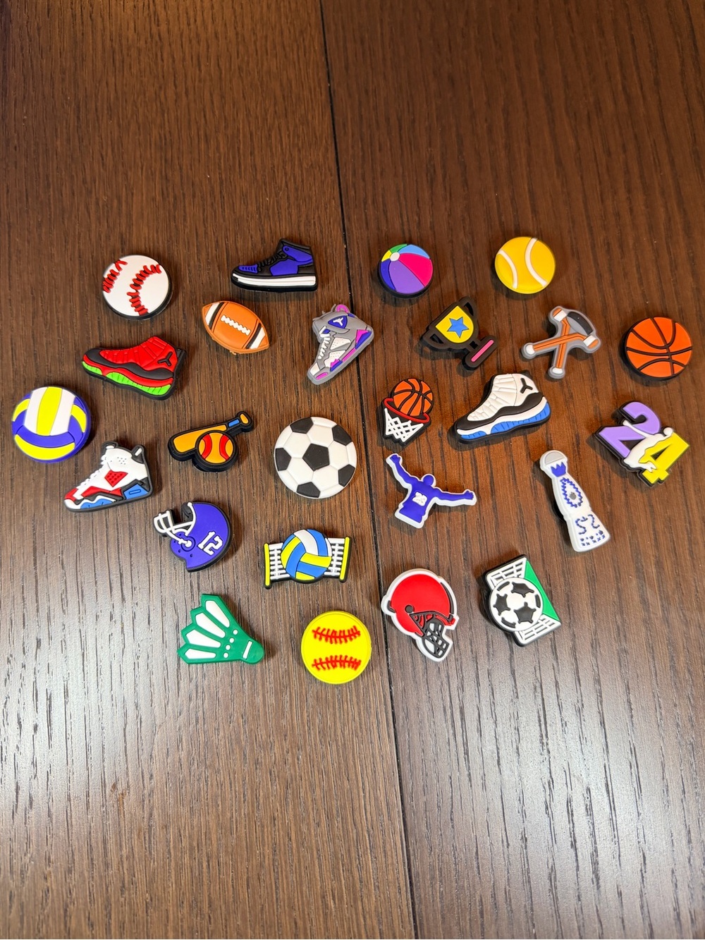 Lot of 25 Sports Themed Shoe Charms